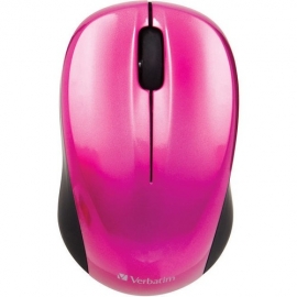 Verbatim GO NANO 97668 Mouse - Radio Frequency - USB - Optical - 3 Button(s) - Hot Pink - Wireless - 2.40 GHz - 1600 dpi - Scroll Wheel 49043