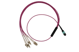 10m MPO-LC 8F Multimode OM4 Fiber Optic Cable | Magenta - MPOF4LC-OM4-10M-8