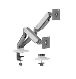 Brateck LDT88-C024 DUAL SCREEN RUGGED MECHANICAL SPRING MONITOR ARM For most 17'~32' Monitors, Space Grey & White (New)