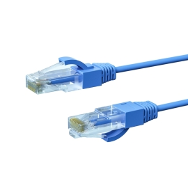 0.15m CAT6A THIN U/UTP LSZH 28 AWG RJ45 Network Cable | Blue - 004.650.0002