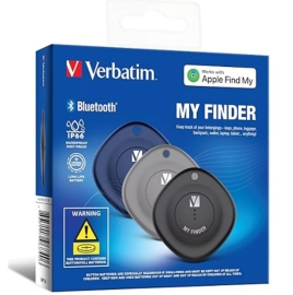 Verbatim 66929 Bluetooth Tracker My Finder Triple Pack - Black, Navy, Grey, IP66, works with Iphone, Ipad, Macbook, Long Life, Bluetooth Apple Find My 66929