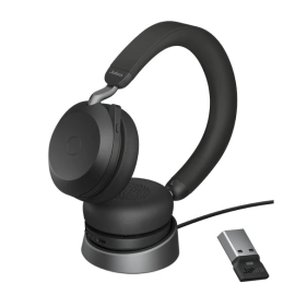 Jabra Evolve2 75 UC Bluetooth Headset, Includes Charging Stand & Link380a Dongle, Advanced Noise Cancellation, 2ys Warrenty 27599-989-989