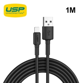 USP BoostUp Braided Lightning to USB-A Cable (1M) Black - Quick Charge & Connect, 2.4A Rapid Charge, Durable, Nylon Weaving, Apple iPhone/iPad/MacBook 6.97E+12