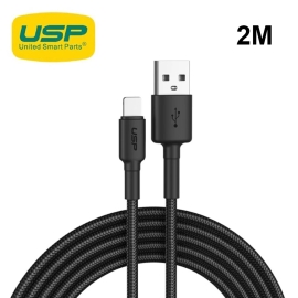 USP BoostUp Braided Lightning to USB-A Cable (2M) Black - Quick Charge & Connect, 2.4A Rapid Charge, Durable, Nylon Weaving, Apple iPhone/iPad/MacBook 6.98E+12