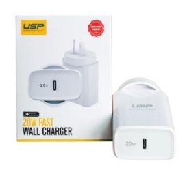 USP 20W USB-C PD Fast Wall Charger White - Extremely Compact Plug Makes It Ideal for Home, Office and Travel 6.98E+12