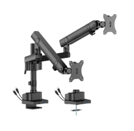 Brateck LDT84-C024UCP-B DUAL SCREEN POLE-MOUNTED HEAVY-DUTY MECHANICAL SPRING MONITOR ARM WITH USB PORTS BLACK (new) LDT84-C024UCP-B