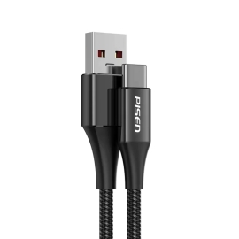 Pisen Braided USB-C to USB-A (2.0) Cable (1M) Black - 3A, Aluminum Alloy Shell, Support Both Data Sync and Charging, Durable 6.94E+12