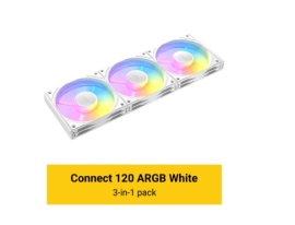 Antec C120 ARGB White 3PK Performance 120mm PWM Fan - FAN: 4-pin PWM | LED: 3-pin, Vibration Absorbing and Anti-Noise Pads C120-ARGB-WH-3PK