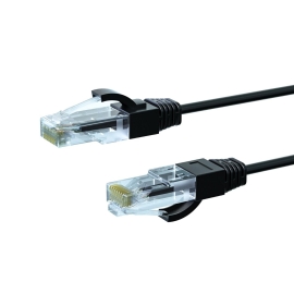 1m CAT6A THIN U/UTP LSZH 28 AWG RJ45 Network Cable | 50 Pack Black - 004.650.2003.50PACK