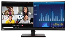 LENOVO ThinkVision P34W-20 34' 60Hz QHD IPS Monitor 4K 3440 x 1440 21:09 4ms Height Adjustable Tilt Swivel HDMI DP Ethernet USB Speakers VESA 3yr wty