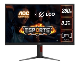 AOC 27' Curved 0.3ms 280Hz,1920 1080 (FHD) , Adaptive Sync, HDR10, HDMI 2.0 1,DisplayPort 1.4 1,Curved Gaming Monitors