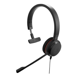 Jabra Evolve2 20SE MS Mono USB-A Headset, Plug-and-play, Noise-cancelling, Clearer Conversation, Manage Calls Easily, Leatherette Ear Cushions