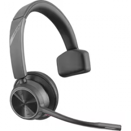 HP Poly Voyager 4300 UC 4310 Wired/Wireless On-ear Mono Headset - Black - Siri, Google Assistant - Monaural - Ear-cup - 5000 cm - Bluetooth - 20 Hz to 20 kHz - 150 cm Cable - Electret Condenser, MEMS Technology Microphone - Noise Canceling - USB Type  77Y