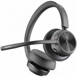HP Poly Voyager 4300 UC 4320 Wired/Wireless On-ear, Over-the-head Stereo Headset - Black - Microsoft Teams Certification - Google Assistant, Siri - Binaural - Supra-aural - 9100 cm - Bluetooth - 20 Hz to 20 kHz - 150 cm Cable - MEMS Technology, Electr 77Y