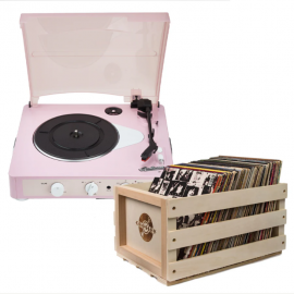 Gadhouse Brad MKII Record Player - Limited Edition Pink Pink + Bundled Record Storage Crate GAD4101-BSC