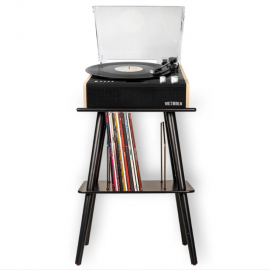 Victrola Eastwood Turntable + Entertainment Stand Bundle - Black VTR-72-BAM-ST