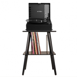 Victrola Revolution Go Turntable - Black + Entertainment Stand Bundle - Black VTR-750SB-BLK-ST