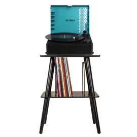 Victrola Revolution Go Turntable - Blue + Entertainment Stand Bundle - Black VTR-750SB-BLU-ST