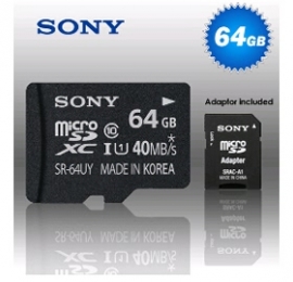 Sony 64gb Micro Sdxc Class 10 Uhs-1 Memory Card With Adapter Sr-64uya