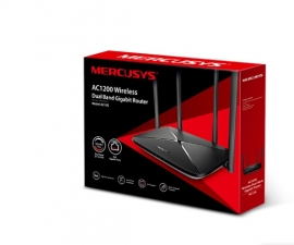Mercusys AC12G#Router: Wireless AC1200 Dual Band Gigabit WiFi Router, 300Mbps@2.4GHz 867Mbps@5GHz Fixed Omni Directional