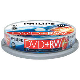 Philips Dvd+rw Rewritable 4.7gb 4x (tube Of 10pcs) Bmdphi4xdprwp10