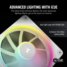 Corsair LX120 White, Single/ iCUE LINK LX120 RGB 120mm PWM Single Fan Expansion - White CO-9051029-WW