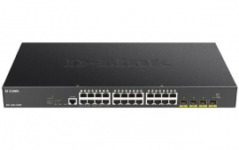 D-Link 28-Port Gigabit Smart Managed PoE Switch with 24 RJ45 and 4 SFP+ 10G Ports (DGS-1250-28XMP)