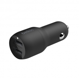 BELKIN 2 PORT CAR CHARGER, 12W/2.4A USB-A (2) - BLACK (Ccb001Btbk)